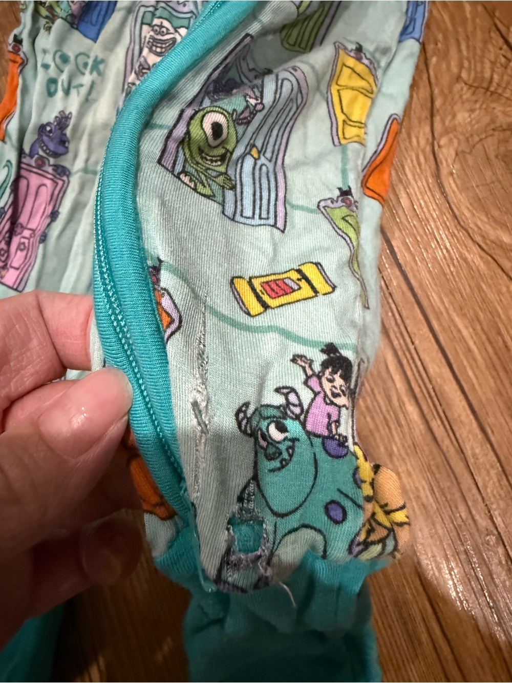 Little Sleepies Teal Disney Monsters Inc Door-Print Zippy Size 3T - Picture 3 of 4